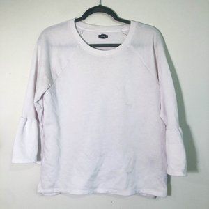 White Sweatshirt with Ruffle Sleeves